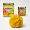 Set "Zum Mitbringen im Herbst": Akazienhonig 500g, Honig&Zimt 250 g, Bienenwachskerze "kleine Rosenkugel"